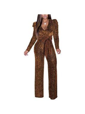 Women's Sparkly Jumpsuits Bodycon Rompers with Pockets